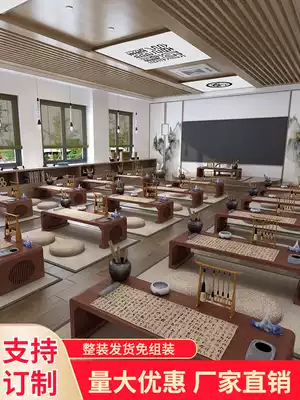 New Chinese Calligraphy Table Kindergarten Chinese Studies Table and Chair Training Class Desk and Chair Painting and Calligraphy Table Solid Wood Go Tea Table