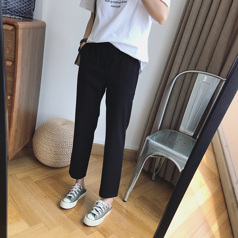 South Korea 2022 spring and autumn new elastic straight nine-point suit pants loose high waist drape casual pants women's cigarette pipe pants