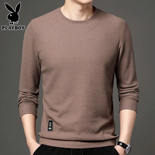 Playboy, мужской лонгслив, осеннее трендовое термобелье, универсальная приятная телу футболка, круглый воротник