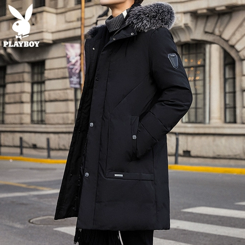 Playboy, черная зимняя куртка с капюшоном, пуховик, увеличенная толщина