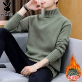 Playboy, мужской утепленный трикотажный демисезонный свитер для отдыха, высокий воротник, 2024 года