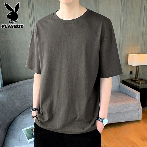 Playboy, хлопковая летняя тонкая футболка с коротким рукавом для отдыха, 2025 года, круглый воротник