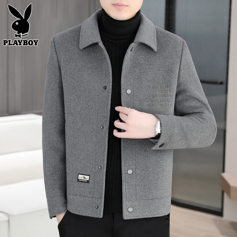 Playboy Men's Wool Jacket Double-Sided Wool Coat 2026 Autumn/Winter Duck down Lined down Jacket for Men Playboy Men's Wool Jacket Double-Sided Wool Coat 2026 Autumn/Winter Duck down Lined down Jacket for Men