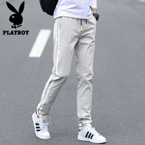 Playboy thin casual pants mens Korean version of the trend summer gray slim-fitting small feet sports all-match long pants men