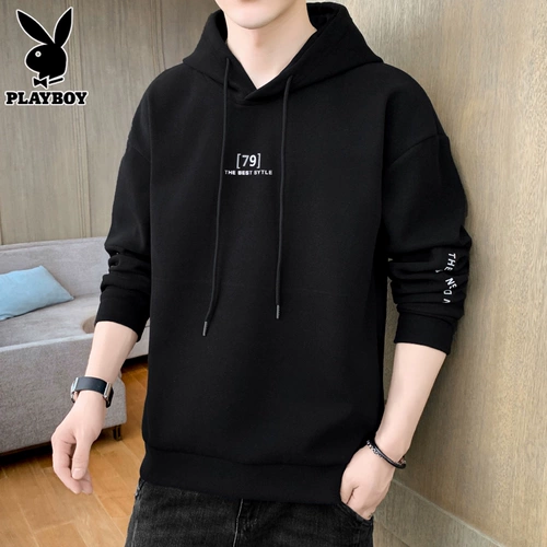 Playboy, мужская толстовка с капюшоном, демисезонное термобелье, трендовый бархатный лонгслив, куртка