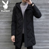 Playboy, мужской пуховик, демисезонная длинная черная толстовка с капюшоном, мужская куртка, увеличенная толщина