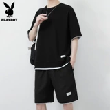 Playboy, мужской летний спортивный костюм, шелковая футболка для отдыха, короткий рукав