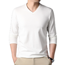 Flowers Playboy spring Long sleeves T-shirt mens mulberry silk undershirt 2024 new wave casual V collar white blouse men