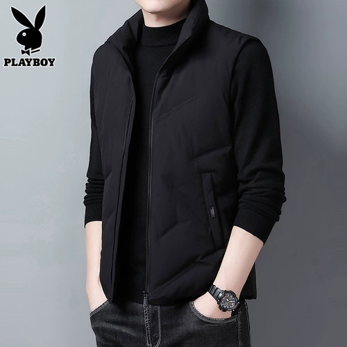 Playboy, мужской легкий и тонкий жилет с пухом, демисезонная черная удерживающая тепло куртка