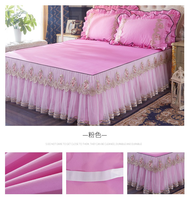 Công chúa Hàn Quốc ren gạc giường ăn mặc giường đơn trải giường đặt Simmons chống trượt bìa 1.51.8 mét
