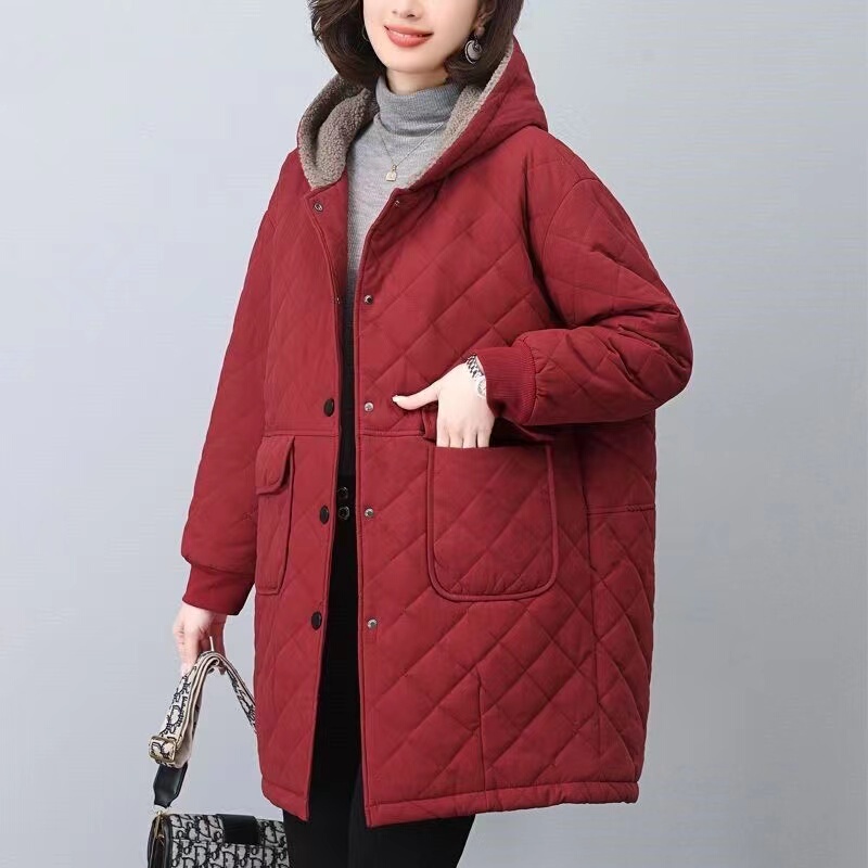 Winter Plus-Size Cotton Coat for Middle-Aged and Elderly Women, Mid-Length Thickened and Fleece-Lined Jacket Winter Plus-Size Cotton Coat for Middle-Aged and Elderly Women, Mid-Length Thickened and Fleece-Lined Jacket