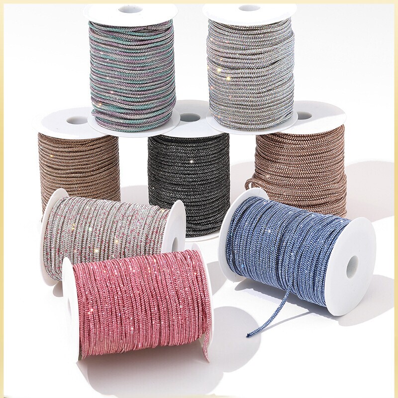 50m /Roll Rhinestone Round Cord Full Rhinestone Hair Accessories Bag Shoe Hat Decoration Accessories Ab Color Accessories Materials