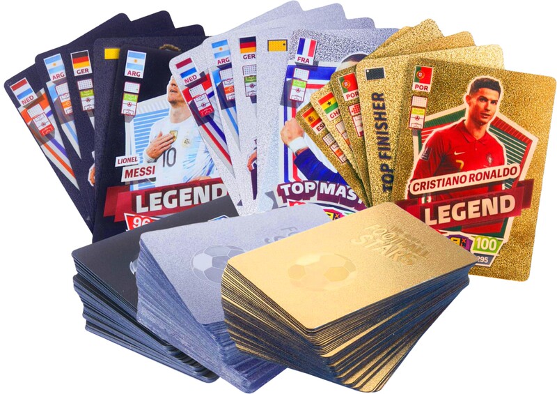 Cross-Border Hot-Selling World Cup and European League Star Cards, Football Merchandise, Celebrity Cards, English Gold, Silver, Black Foil, and Multicolor Cards