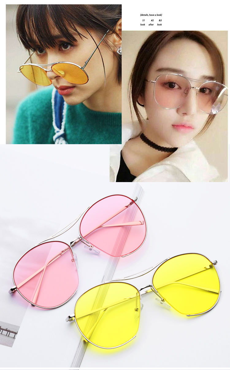 Kính râm khung kim loại màu đỏ Kính râm phim thủy tinh nữ thủy tinh 2018 Ngôi sao Hàn Quốc với mẫu retro kính râm mới kính râm nam chính hãng