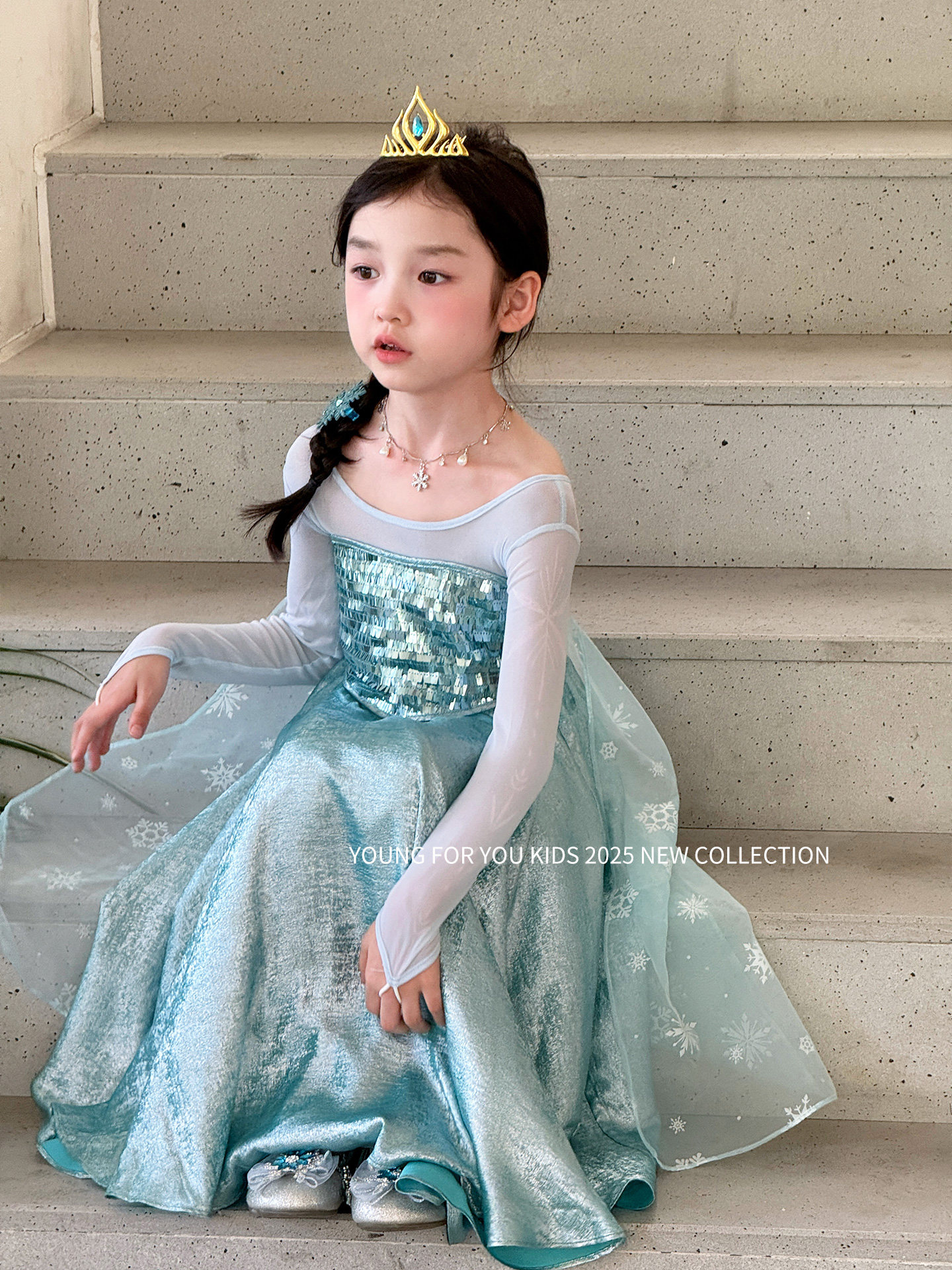 YFY经典钜献！艾莎公主女童连衣裙网纱雪花冰雪奇缘生日礼服超仙 — 13