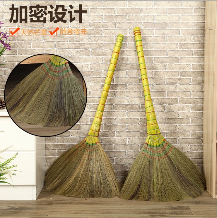 Natural Grass Broom Plant Broom with Soft Bristles for Sweeping, Not Easy to Stick to Hair, Wooden Floor Broom with Bristles, Single Piece