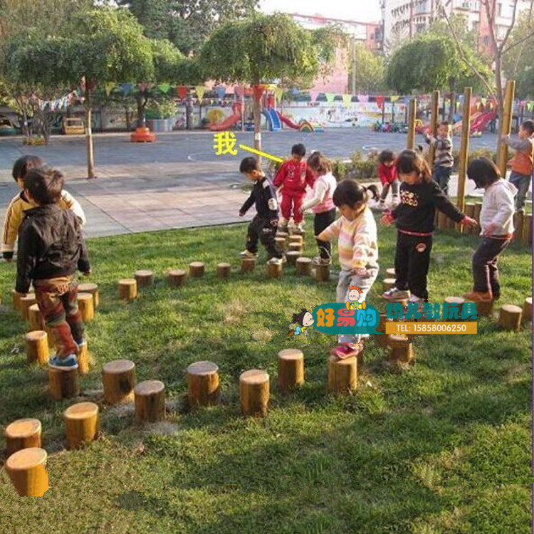 Solid wood plum blossom pile Kindergarten wooden children walking balance wood single-plank bridge body intelligence sensory integration training equipment - Taobao
