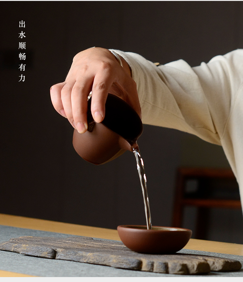 Macro fair of purple sand cup pure manual mud painting kung fu tea is tea tea set points sea "famous works"