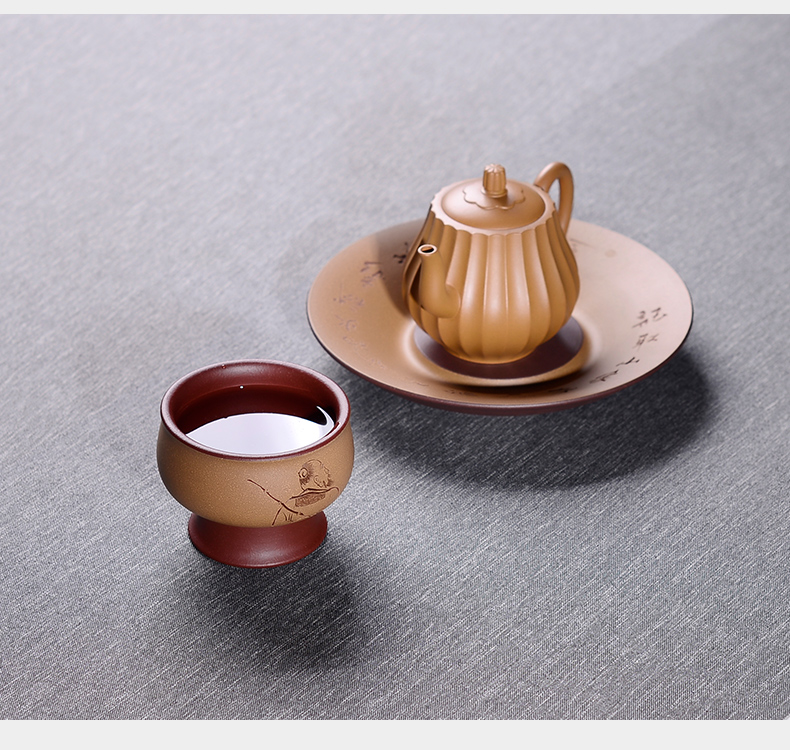 Macros in yixing purple sand cup of pure manual master cup manual engraving sample tea cup kung fu tea cup, cup