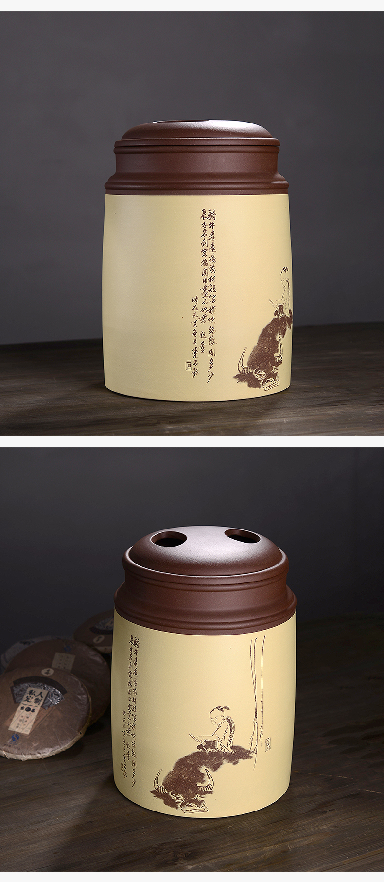 Macros in the famous collection of violet arenaceous caddy fixings large ten cakes all hand pu - erh tea storage tanks and POTS