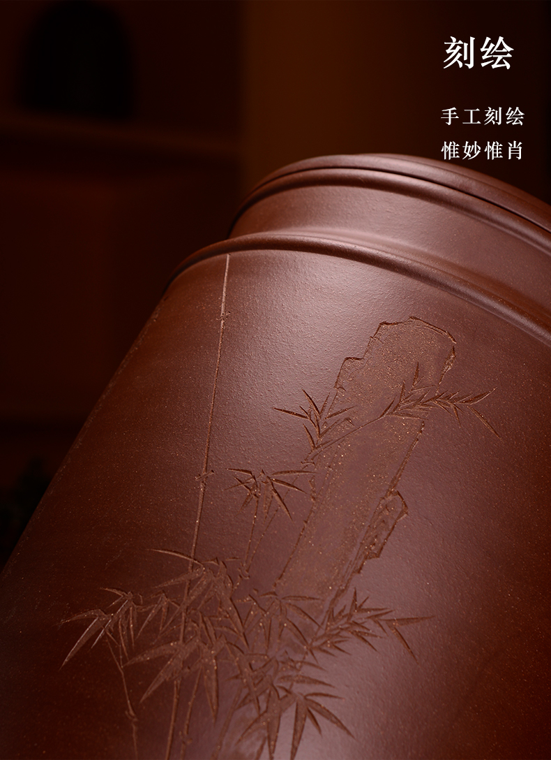 Macros in the famous collection of yixing purple sand tea pot to heavy large ten cakes tea urn storage puer tea pot