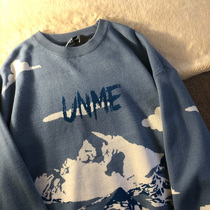 Neresum 2020 new Japanese ancient autumn and winter lazy wind White Blue bottoming sweater women loose