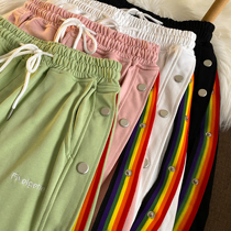 Neresum Side Breasted Striped Summer ins Tide Brand Shorts Women Loose Casual Joker Five-point Sweatpants