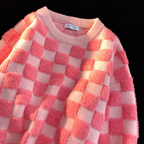 Neresum plaid sweater women 2021 Early autumn new loose Lazy Tone Soft Glutinous Knit Retro Coat Cec