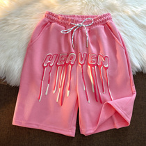 Neresum niche design feel foam printing National Tide brand leisure sports five-point pants loose couple basketball pants