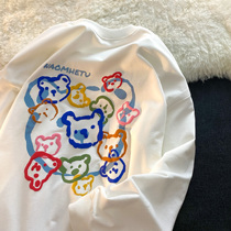 Neresum Dairies Small Bear Sweatshirt Woman Loose Retro Vintage Fried Street round collar Long sleeve blouse lover Costume Tide