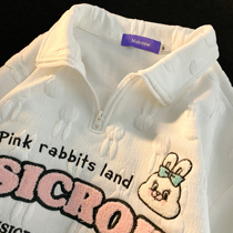 Neresum muscular sense convex print rabbit soft milk caput with long sleeves sweet and lazy tuneup Academy wind-less wear