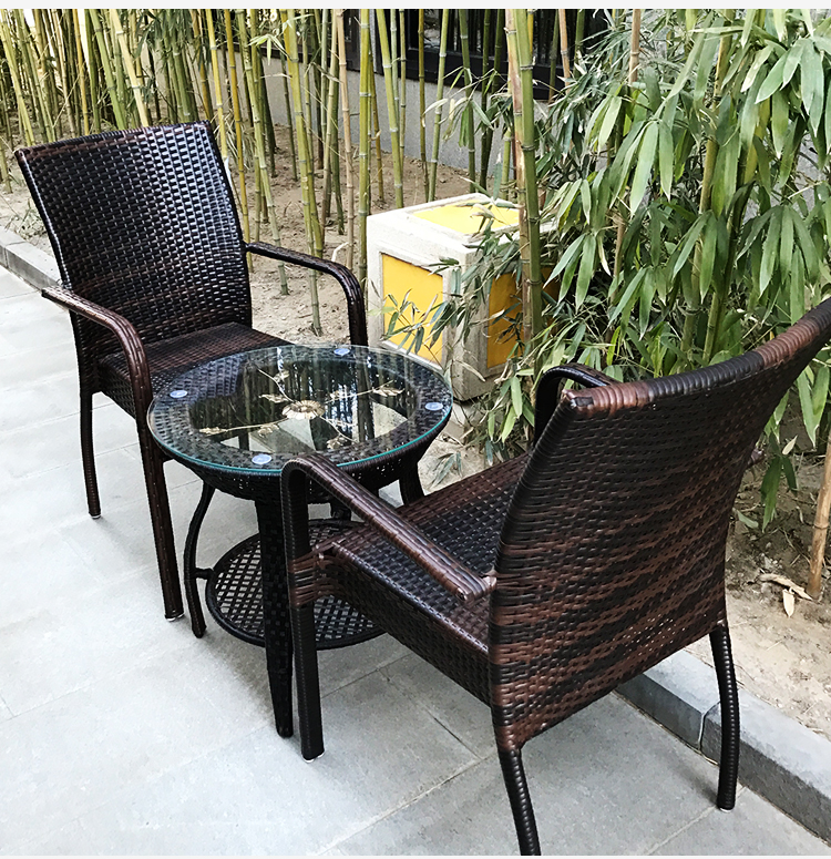 Đồ gỗ ngoài trời giải trí ghế bàn cà phê kết hợp mây ban công bàn ghế đơn giản vườn thanh mây ghế ba hoặc năm bộ bàn ghế để ngoài trời