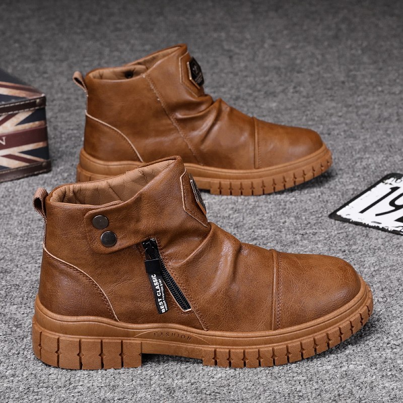 Laced Martin boots Men's spring Inn Wind Locomotive Leather Boots for Men Work High-cylinder Leather Shoes Men