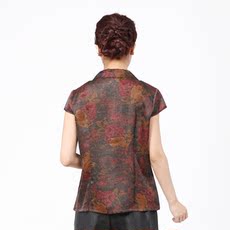 Одежда для дам 丝路祥缘真丝香云纱 中老年夏装 短袖翻领女款妈妈装12057