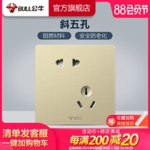 Bull socket Flagship switch socket oblique five-hole socket 86 type two-three 5-hole socket panel household G12 gold