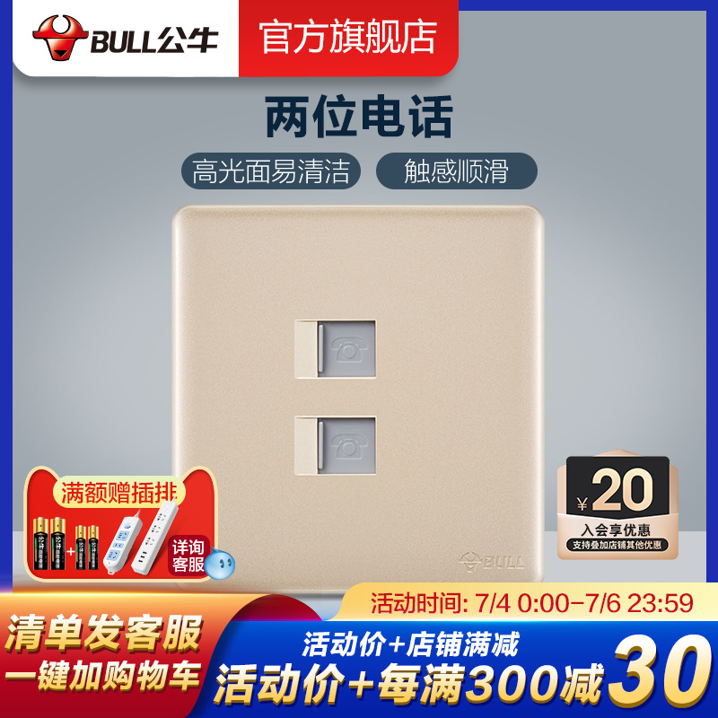 Bull Switch Socket Wall Panel Two phones Two-mouth socket Two phones Two phone sockets G28