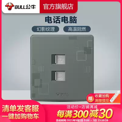 Bull phone computer socket wall telephone line network network route socket panel computer phone socket G18 Gray