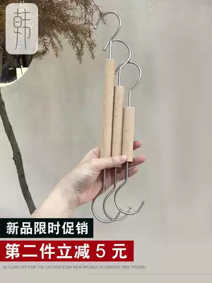 Clothing store decoration s hook adhesive hook solid wood multifunctional versatile clothes hanger clip s hook women's clothing store design