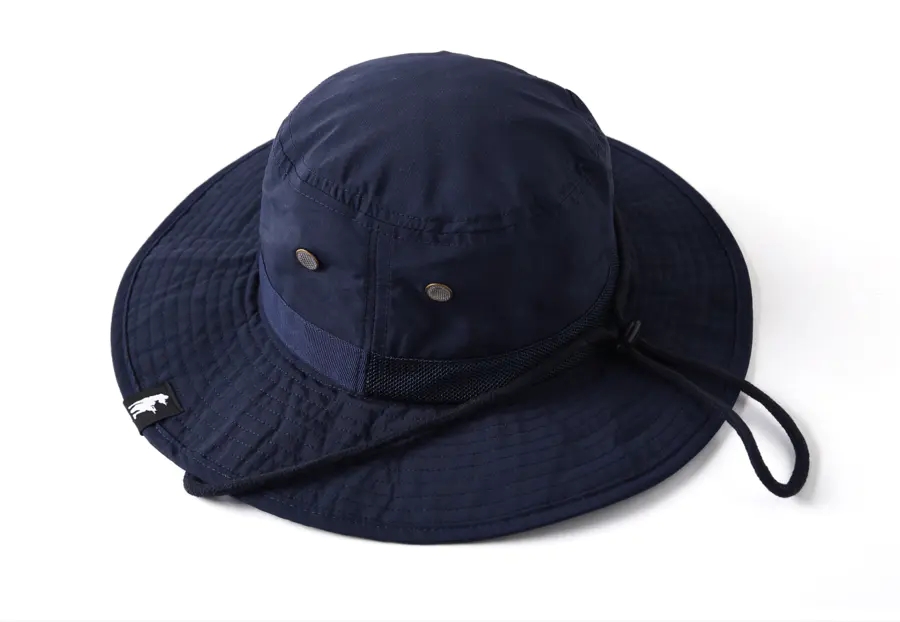 TBM Bucket Hat ) Navy Blue ) Wide-brimmed drawstring