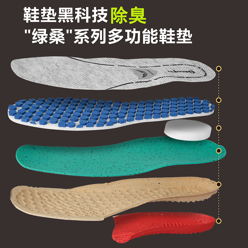 The new Junlok green mulberry mint deodorant insoles outdoor mountaineering camping travel supplies insoles lasting mint