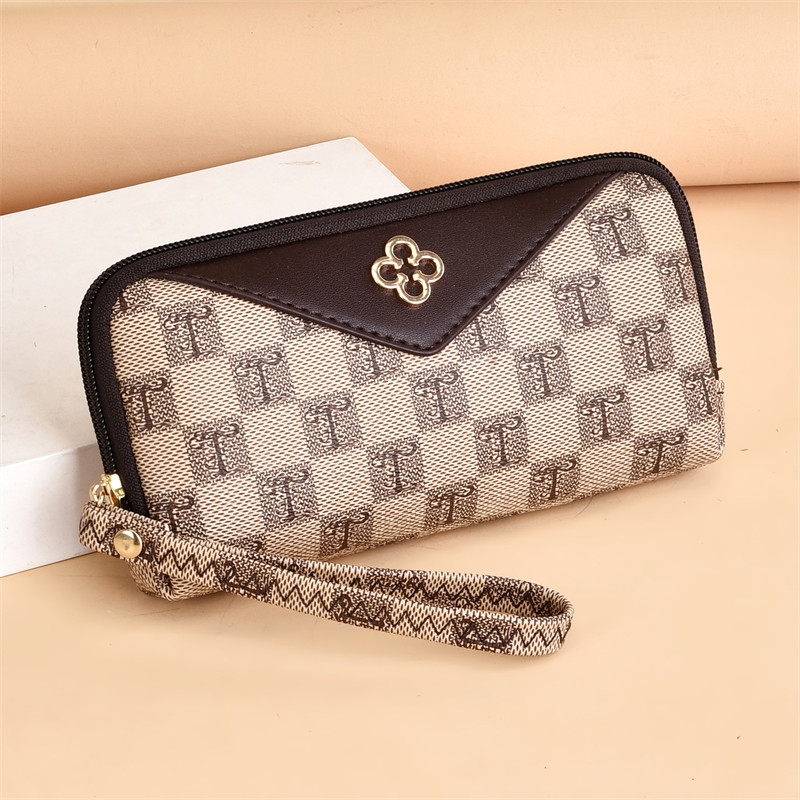 新作のおしゃれなプリント柄レディースクラッチバッグ、ファスナー付き財布、軽量でシンプルなリストバッグ、小型ハンドバッグ。