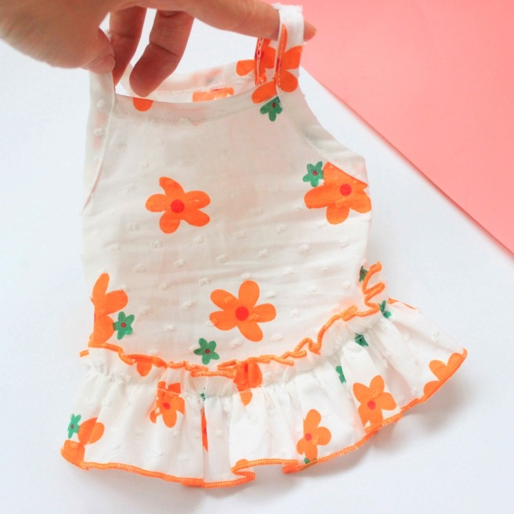 Dog princess skirt ins flower sunscreen teddy bomei cat summer thin pet clothes small dog summer dress