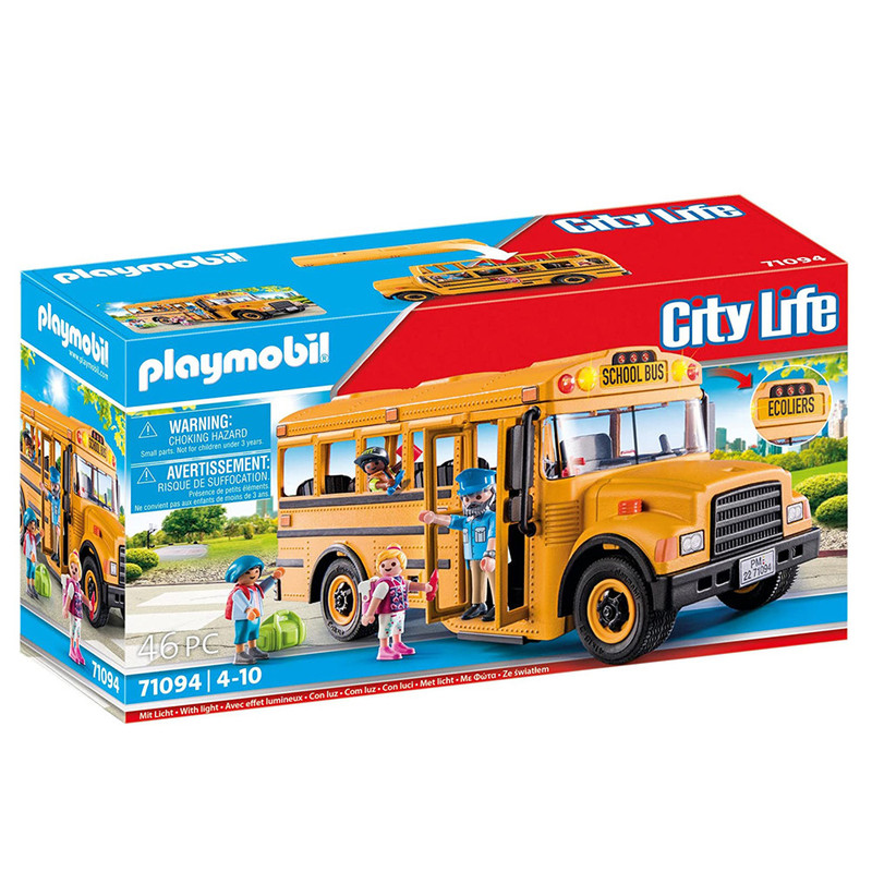 Playmobil School Bus Toy Car for Children Birthday Gift Christmas 71094 Building Blocks