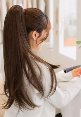 包邮假发女逼真抓夹接假发片长卷发 抓夹式梨花直发微卷假马尾