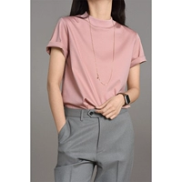 Panma Cotton Pink Pink Полу -товая маленькая стенда -ус -воротник универсальный и тонкий поездок на работу все -коттона с коротким