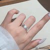 Pure silver solid open ancient hammer pattern new Chinese style December concentric circle stitching ring