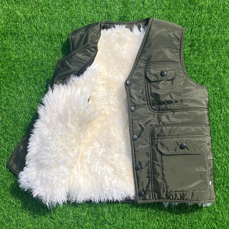 Middle-Aged and Elderly Men's Thickened Warm Genuine Sheepskin Vest, Leather and Fur Integrated Vest, Cotton Vest, Fur Waistcoat for Dad