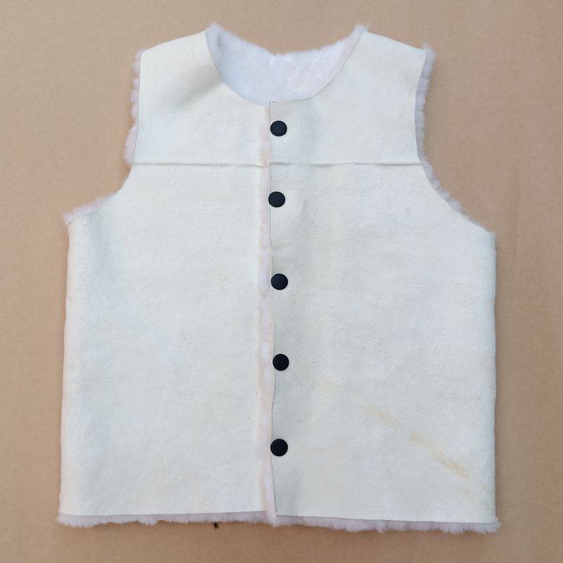 Sheep-cut cashmere vest male leather hair integrated middle-aged wool waistcoat full leather liner warm genuine leather canon shoulder vest