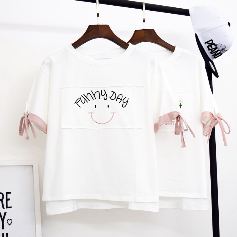 在保加利亚怎么购买学院风原宿少女装初中生高中生白色t恤女短袖夏季中学生上衣软妹 Herobuy淘宝集运