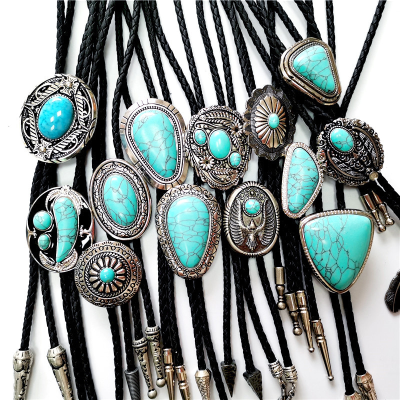 Turquoise Bolo Tie Suit Set Business Shirt Accessories Versatile Niche Original Groom Lazy No-Tie Button